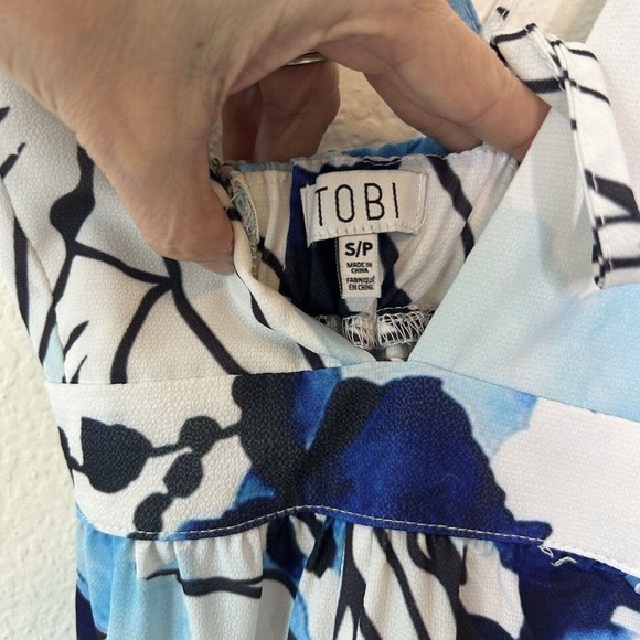 Tobi Island Living Blue and White Tropical Jumpsuit S - Picture 9 of 9